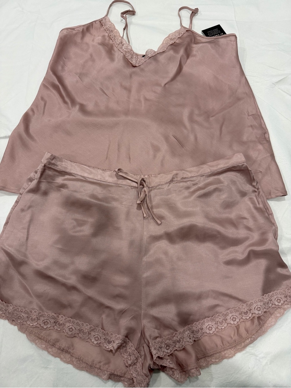 Lace-Trim Cami & Short Sleep Set — Dusty Rose